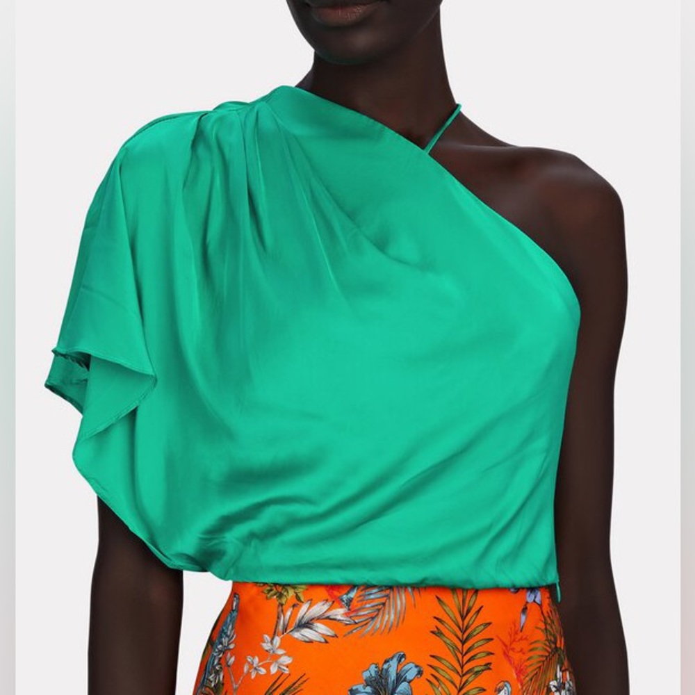 Manning Cartell Miami Heat one-shoulder satin green top